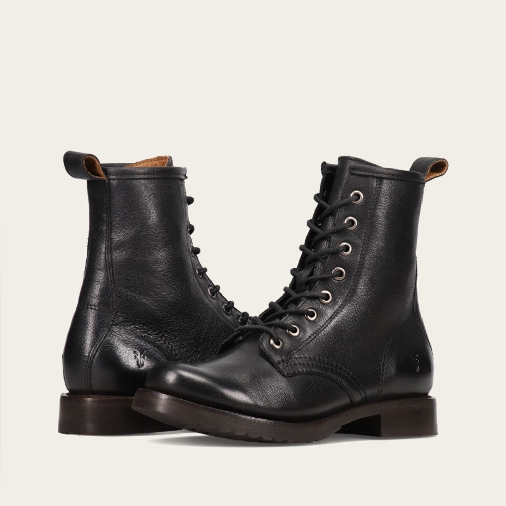 Frye Sabrina 6G Lace Up Black Leather Boots Size 9 - Picture 2 of 13